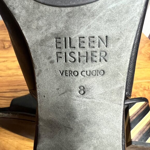 Eileen Fisher Leather Slingback Sandals Size 8 Open Toe Italian‎ Black Slip On - Picture 10 of 10
